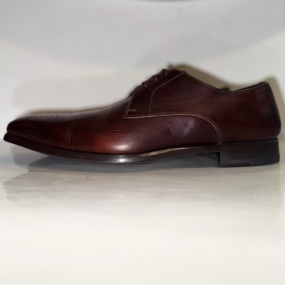 Magnanni Reko Medallion Toe Derby Shoes Brown Leather 11.5M Made in Spain-20420